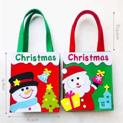カスタマイズされたカラー クリスマスバッグ ハンドメイドフェルト サンタクロース スノーマン 鹿デザイン