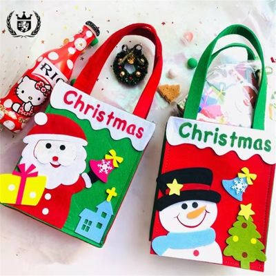 カスタマイズされたカラー クリスマスバッグ ハンドメイドフェルト サンタクロース スノーマン 鹿デザイン