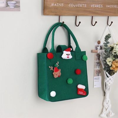 赤色鮮やかなフェルトバッグ カスタムロゴ インスタスタイルのクリスマスプレゼントバッグ