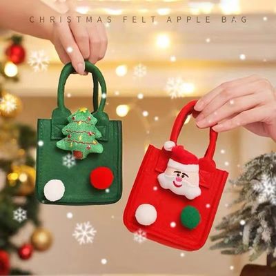 赤色鮮やかなフェルトバッグ カスタムロゴ インスタスタイルのクリスマスプレゼントバッグ