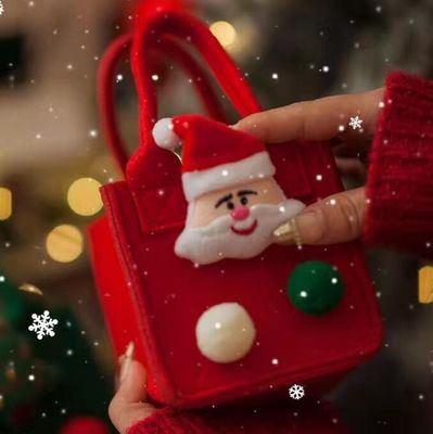 赤色鮮やかなフェルトバッグ カスタムロゴ インスタスタイルのクリスマスプレゼントバッグ