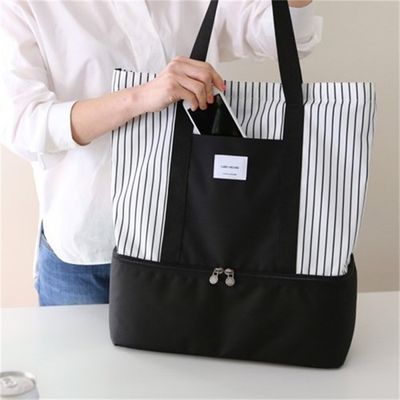 女性用 メッシュ 透明 バッグ 二重層 熱保 食物を温める 4 人
