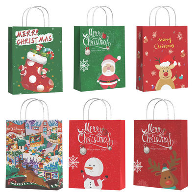 カスタムロゴ 受け入れ FSC 認定 持続可能なクリスマスショッピングのためのクラフト紙袋
