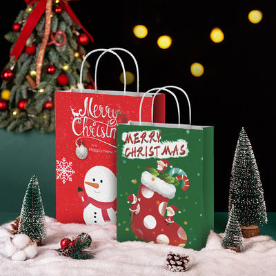 カスタムロゴ 受け入れ FSC 認定 持続可能なクリスマスショッピングのためのクラフト紙袋