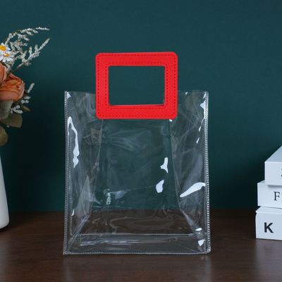 旅行と出張 レディース ビーチバッグ 透明なPVC 革柄付きの買い物バッグ