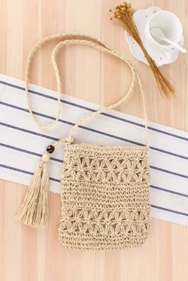 カスタムロゴ 女性用ストロークロスボディバケツ 夏のビーチ用ストローバッグ