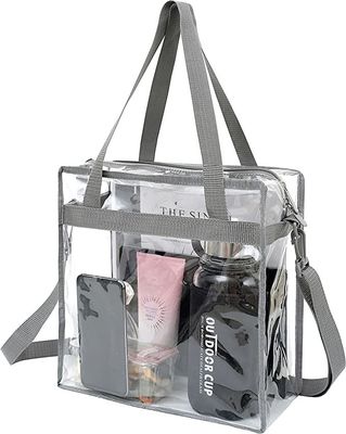 女性用 買い物 伴侶 透明な PVC トートバッグ  Zipper 閉塞 調整可能なストラップ