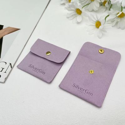 宝石袋 豪華 印刷 ロゴ マイクロファイバー スナップ ボタン バッグ イヤリング ネックレス