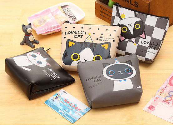 カスタマイズされたカラー 防水ヘッドフォン 収納 可愛い猫の鍵のためのプラスチックコインバッグ