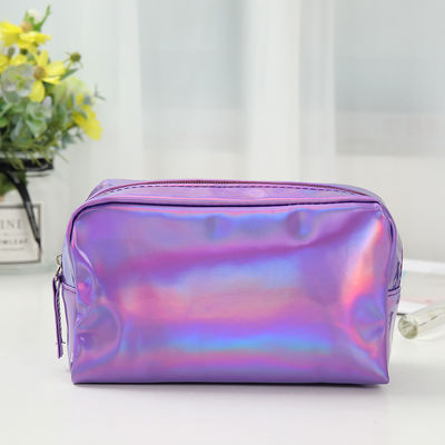 PU 化粧品 バッグ カスタム ロゴ ホログラム シルバー 紫 防水 ジッパー バッグ ローズ ゴールド メイク バッグ ファッション