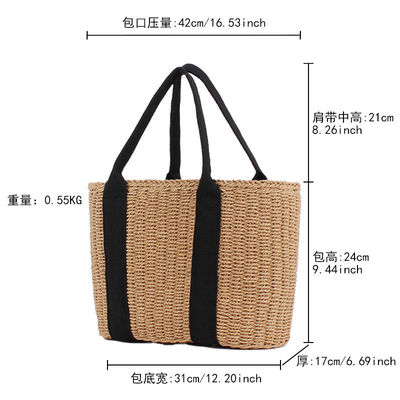 女性用 バリ休みのショッピングバッグ 大容量の手作りストロートートバッグ