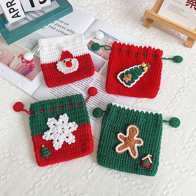 ハンドメイド ハンチェット ポケットバッグ バンド サンタクロース チェンジバッグ コインバッグ クリスマスプレゼント