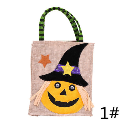 開閉式 ハロウィーンの再利用可能 カボチャ 魔女 骨格 キャンディーコレクション用 麻布袋