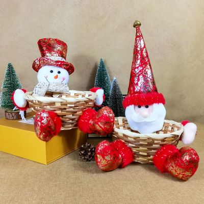 受け入れられる OEM/ODM カスタマイズ クリスマス デスクトップ 飾り キャンディーバスケット 家庭 プレゼント