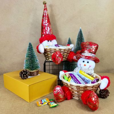 受け入れられる OEM/ODM カスタマイズ クリスマス デスクトップ 飾り キャンディーバスケット 家庭 プレゼント