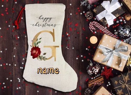 サブライメーション ブランク サンタサック クリスマスストッキング ポリエステル内膜付きの引き弦バッグ