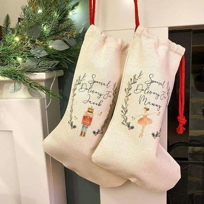 サブライメーション ブランク サンタサック クリスマスストッキング ポリエステル内膜付きの引き弦バッグ