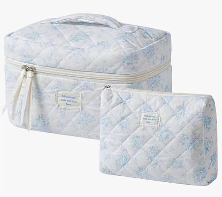軽量 ブルー ギンガム メイクポック 最新のファッションスタイル 女性旅行用品