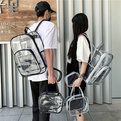 カスタムロゴと防水機能のマルチポケット透明のスクールバックパック