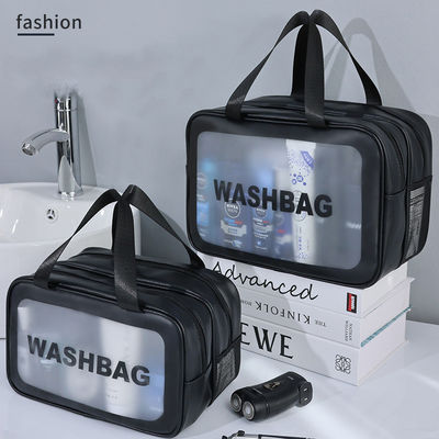 浴室の防水トイレ用品と化粧品のための固体パターンPVC透明旅行洗濯袋