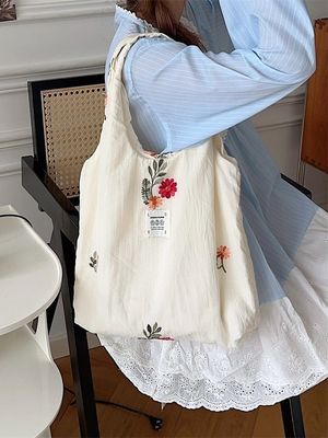 大学生の肩バッグ 可愛い花紋デザインの大きな容量 トートバッグ