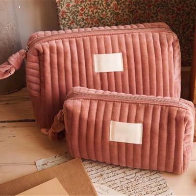 旅行 柔らかい 快適 綿 化粧品 バッグ  Zipper プルーシュ ベルベット