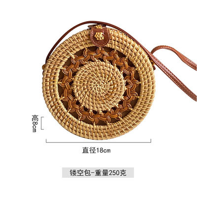 ユニセックス 丸いストロー ビーチ ヴィンテージ 手作り 織り回り バケーション ポータブル ショルダーバッグ