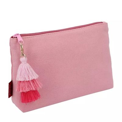 ビューティ コットン 女性 メイクアップ 旅行 バッグ  Zipper 閉塞 と Tassel カスタム ロゴ