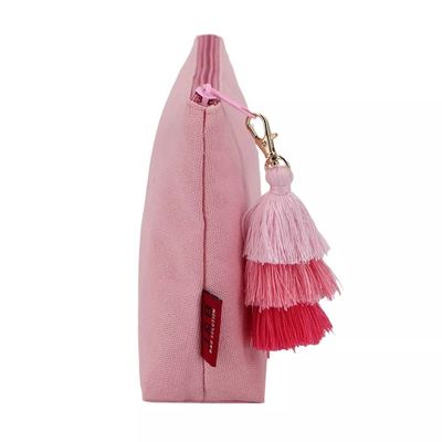 ビューティ コットン 女性 メイクアップ 旅行 バッグ  Zipper 閉塞 と Tassel カスタム ロゴ
