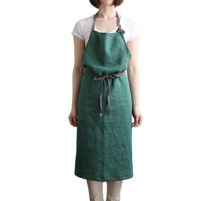 最新のファッション的なユニセックス カスタム綿のリネン 背中を横切って ポケット付きの調整可能なビーブアプロン