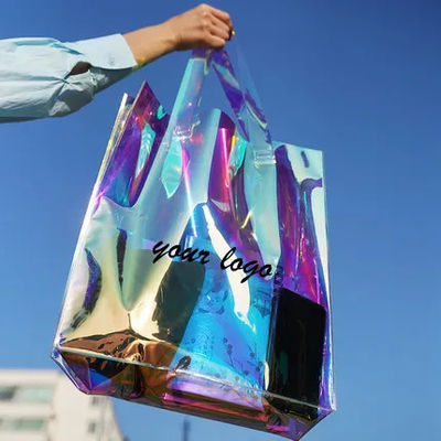 オールシーズン カスタムロゴ 防水 ホログラフィックレーザー 虹色のPVC ギフト ショッピング ショルダー トートバッグ