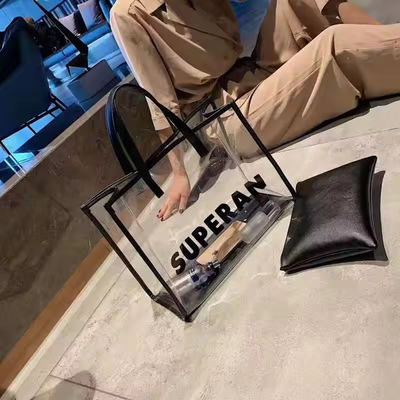 ロゴ オーダーメイド ロゴ ファッション PVC トート 透明な製品パッケージング用のショッピングバッグ