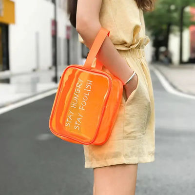 カスタマイズされたロゴ 透明な防水化粧袋 ザイプ付き ファッション トイレットリー