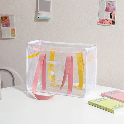 透明なPVC トートバッグ 透明なキャンディカラー U型ビーチショッピング ハンドバッグ 女性用
