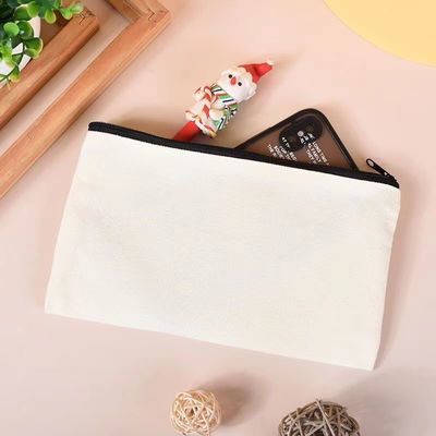 カスタム ロゴ キャンバス ザイパー ホワイト メイクアップ バッグ 旅行 化粧品 保存