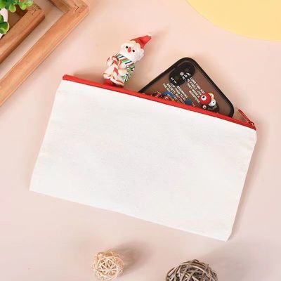 カスタム ロゴ キャンバス ザイパー ホワイト メイクアップ バッグ 旅行 化粧品 保存