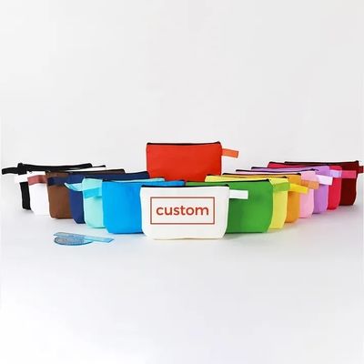 環境に優しい耐久性のある素材でカスタムロゴを印刷したキャンバスジッパー化粧袋