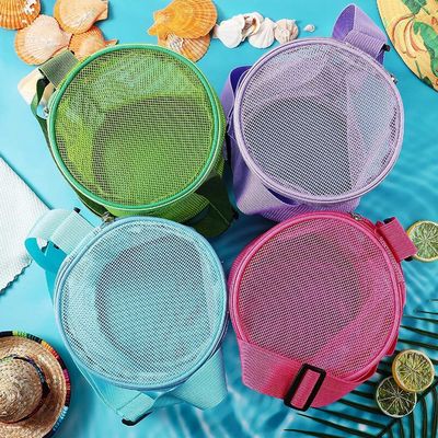 3D 円形砂掘り おもちゃ 貯蔵袋 カスタム ロゴ メッシュ シェル 収集袋 ビーチ 楽しみ