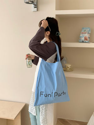 女性用カスタムロゴ エコ再利用可能な花のデザイン プリント 天然再生綿 キャンバス ショッピング トートバッグ
