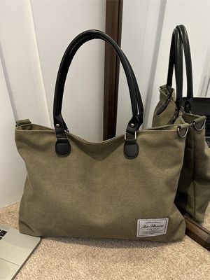 無 装飾 コットン 大型 買い物 トートバッグ ポケットとジッパー オーダーメイド 印刷 ロゴ