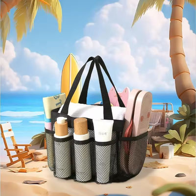 夏のエッセンシャル メッシュ ビーチ トートバッグ 多口袋とカスタマイズされた色