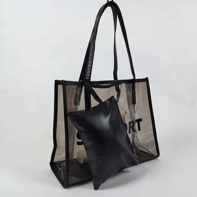 パーソナライズされたロゴ パーティのためのPvcジッパーバッグ 黒いPvcトート ショッピングバッグ