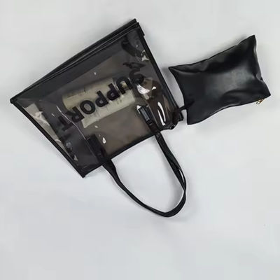 パーソナライズされたロゴ パーティのためのPvcジッパーバッグ 黒いPvcトート ショッピングバッグ
