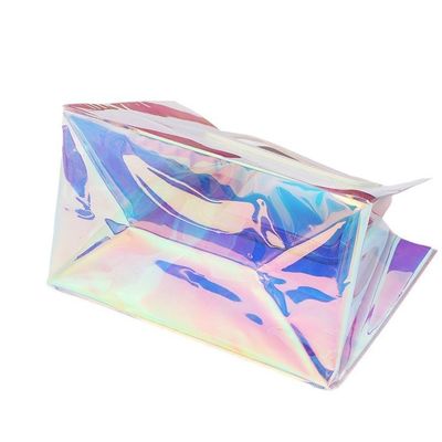 カスタマイズされたカラーPVCショッピングバッグ 高級 防水 ホログラム 透明 トート 女性用