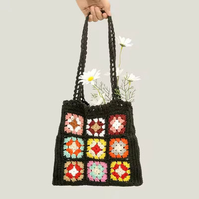 OEM/ODM 受け入れられる ハンク 女性 ショルダーバッグ おばあちゃん 方形 トートバッグ ニット ハンドバッグ