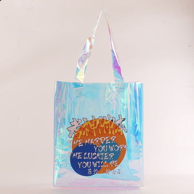 中間ジュート リサイクルプラスチック透明ホログラフィックショッピング用のカスタムPVCレーザーバッグ