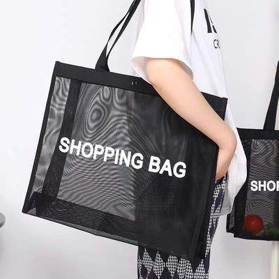 カスタマイズされたロゴ 再利用可能 倉庫 食料品 配送 リサイクル ビーチネット メッシュ トートバッグ