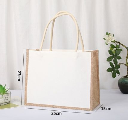 カスタマイズされたロゴ 天然用再利用可能ラミネートジュート 食料品 ショッピングバッグ OEM/ODM トートバッグ