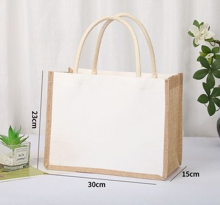 カスタマイズされたロゴ 天然用再利用可能ラミネートジュート 食料品 ショッピングバッグ OEM/ODM トートバッグ