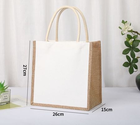 カスタマイズされたロゴ 天然用再利用可能ラミネートジュート 食料品 ショッピングバッグ OEM/ODM トートバッグ